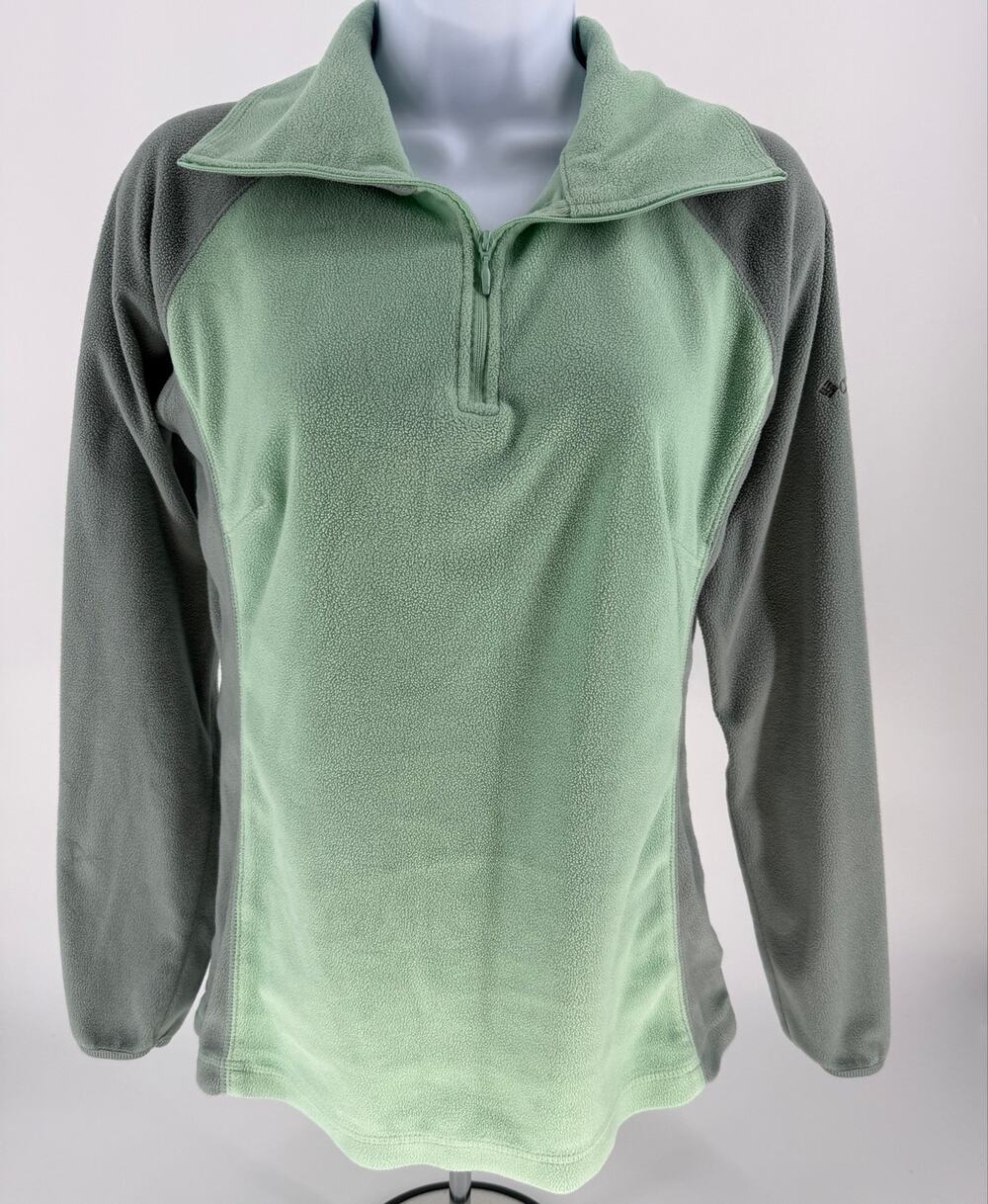 Columbia Womens M Fleece Pullover 1/4 Zip Sage Green Gray Outdoor Hiking